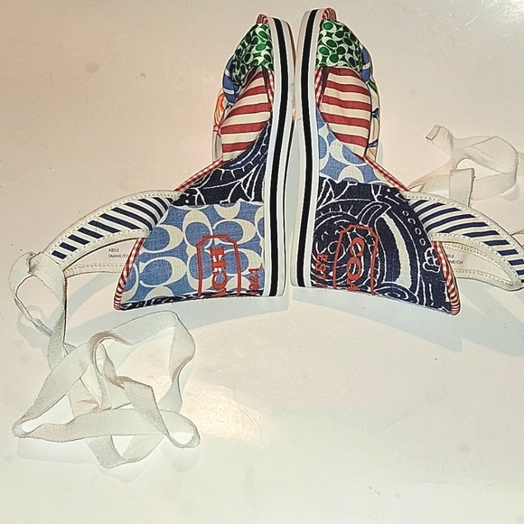 COACH TAMMIE OPEN TOE SLINGBACK WEDGE SANDALS - Picture 8 of 12